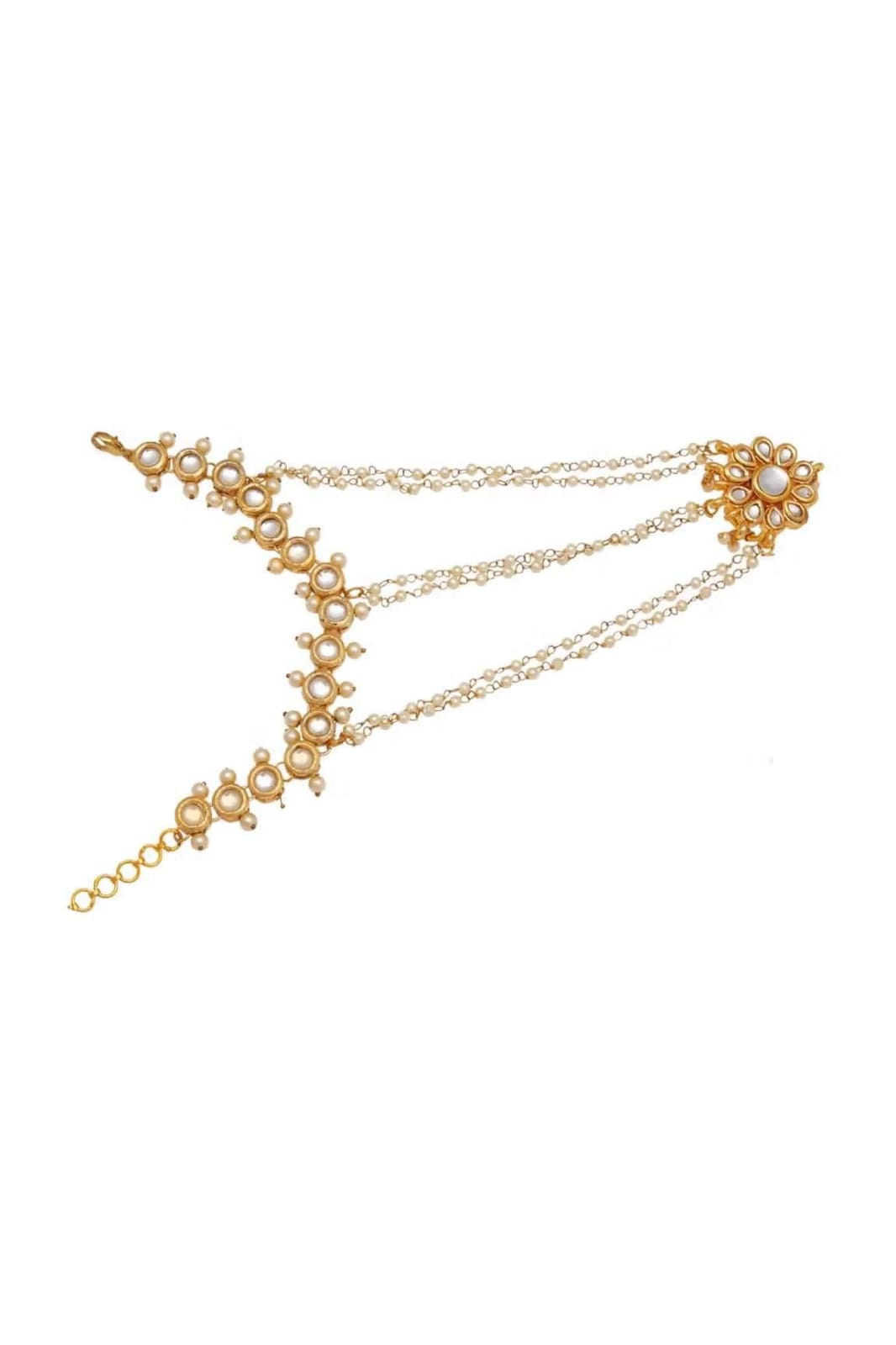 Gold Tone Adjustable Kundan Hathphool (Pack Of 2) - Image 5