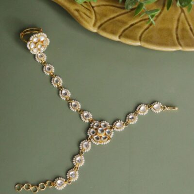 Beaded Kundan Hathphool (Pack Of 2)