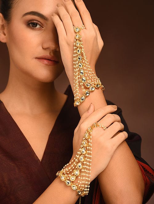 Beaded Kundan Hathphool (Pack Of 2)