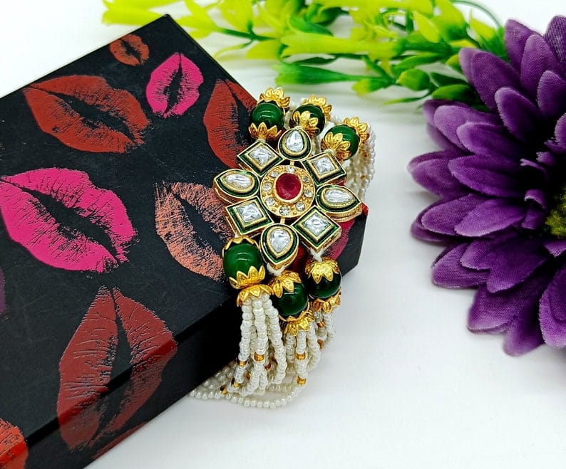 Beaded Kundan Bracelet - Image 2