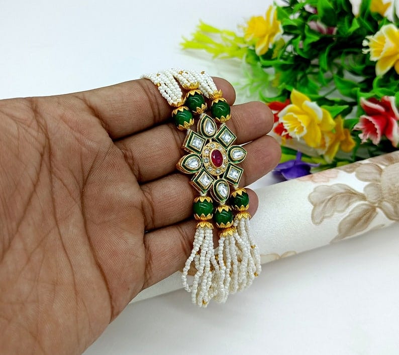 Beaded Kundan Bracelet - Image 3