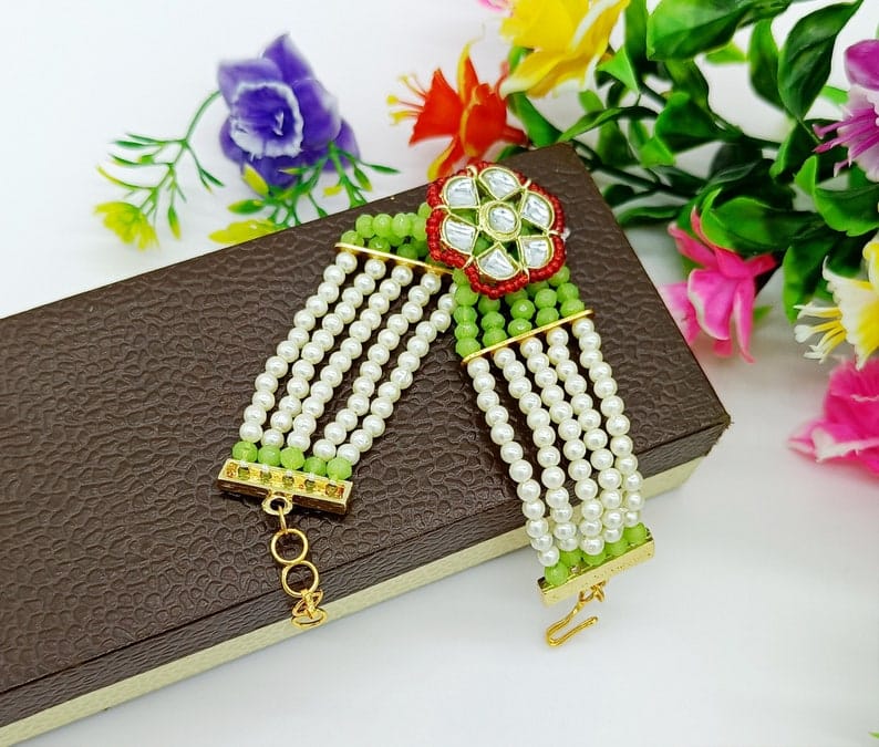 Beaded Kundan Bracelet - Image 6
