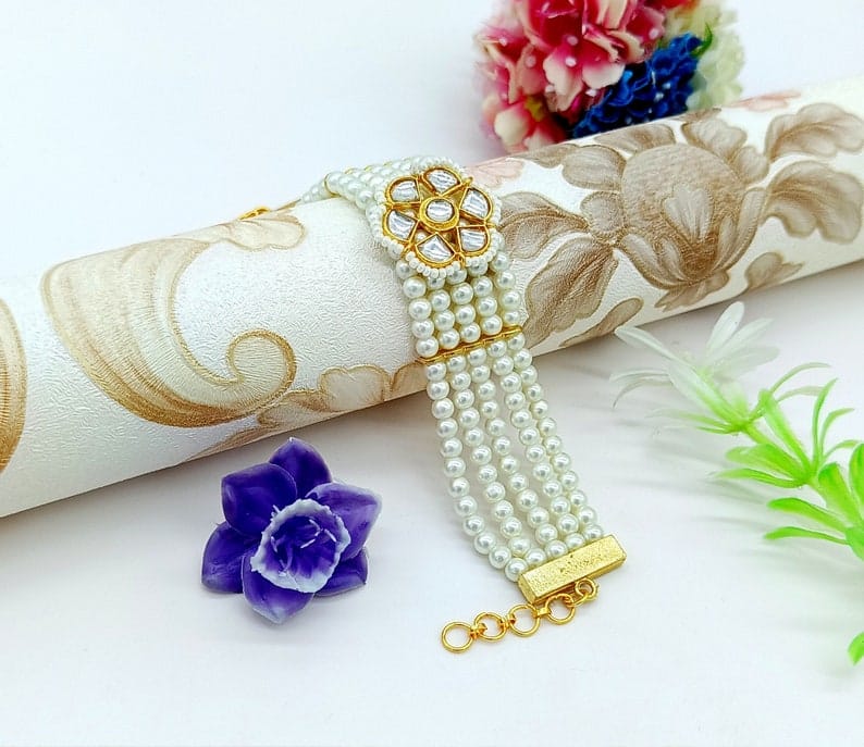 Beaded Kundan Bracelet - Image 6