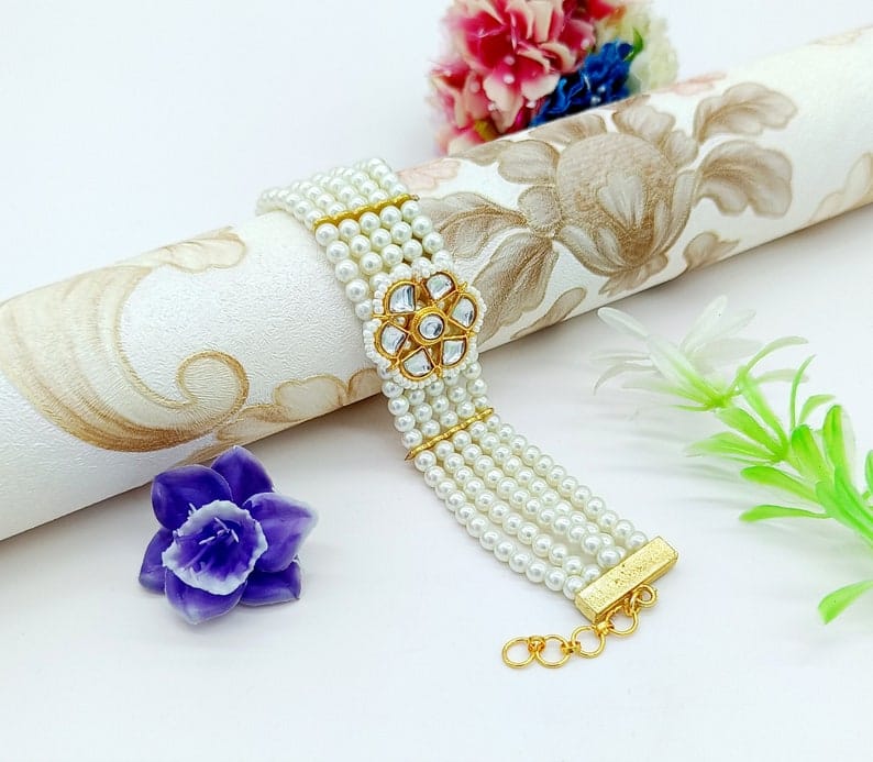 Beaded Kundan Bracelet - Image 5