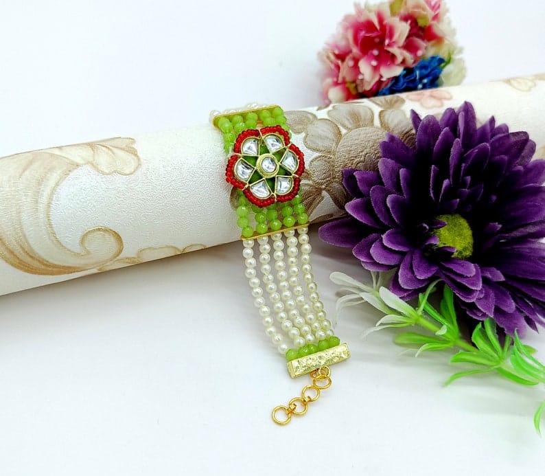Beaded Kundan Bracelet - Image 4