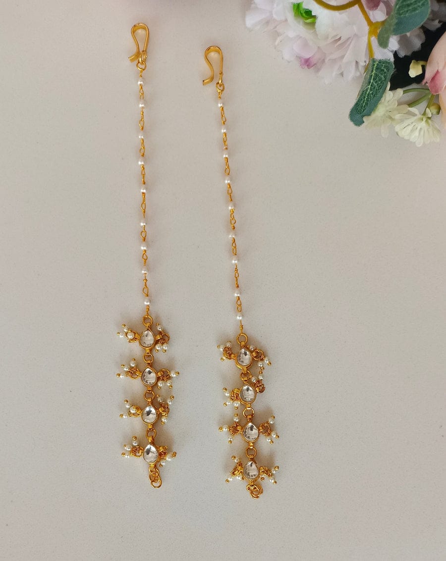 Gold Finish Kundan Ear Chain