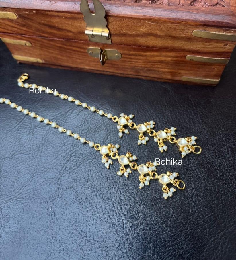 Kundan & Peral Ear Chain