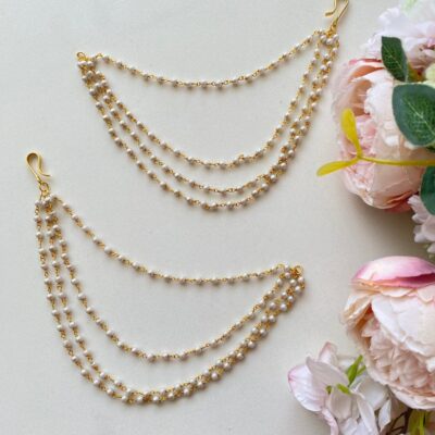 White Pearl Ear Chain