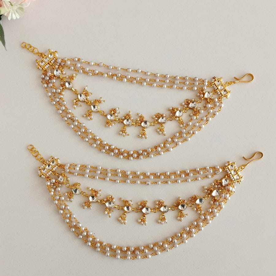 Kundan & Peral Ear Chain (Set Of 2)
