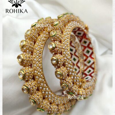 WHITE PEARL KUNDAN JADAU BANGLES