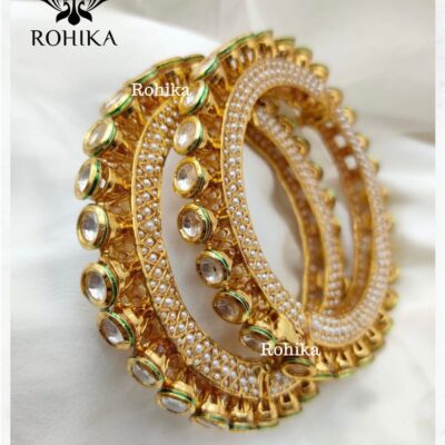 WHITE PEARL KUNDAN JADAU BANGLES