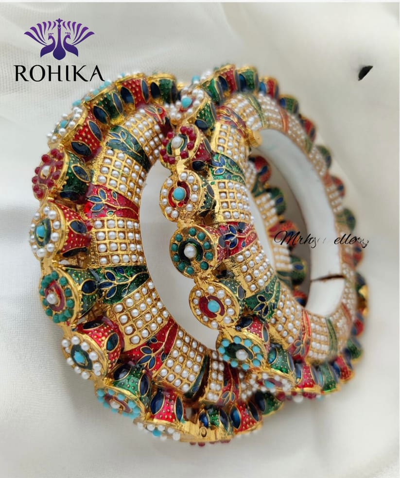 WHITE PEARL KUNDAN JADAU BANGLES