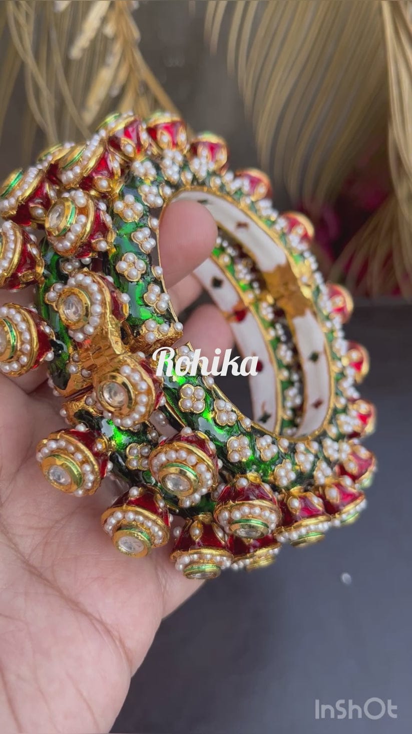 Bollywood Bride Fashion Gold Plated Faux Kundan Bangle - Image 2