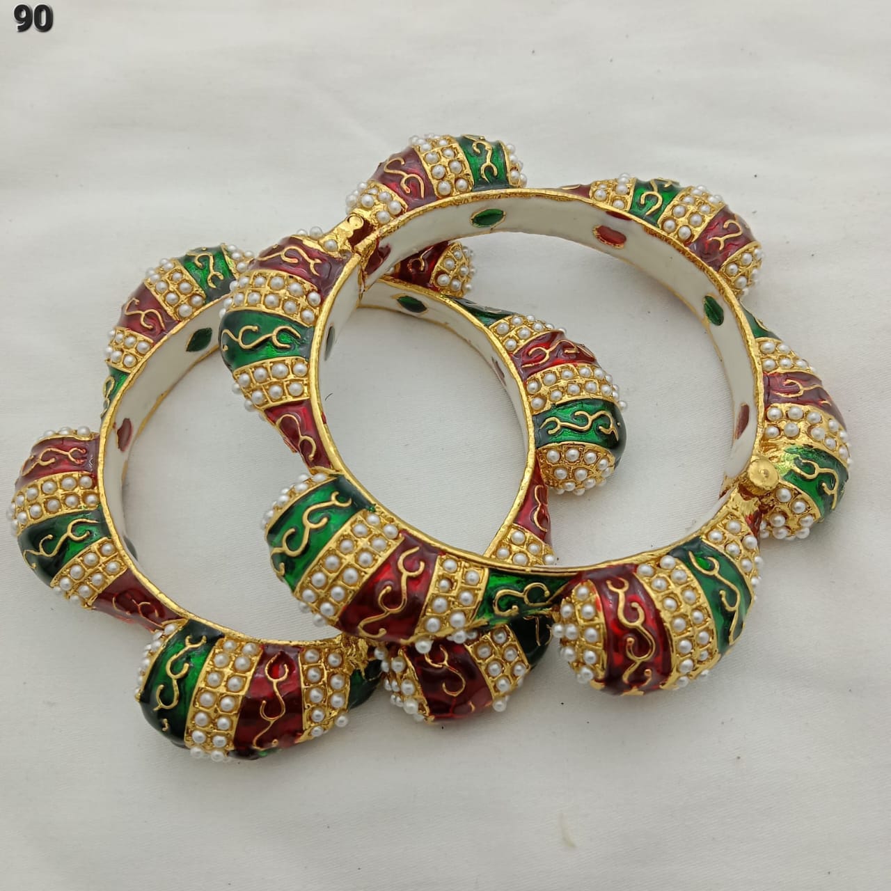 Handcrafted Rajwadi Meenakari Kundan Pachi Kundan studded Bangle