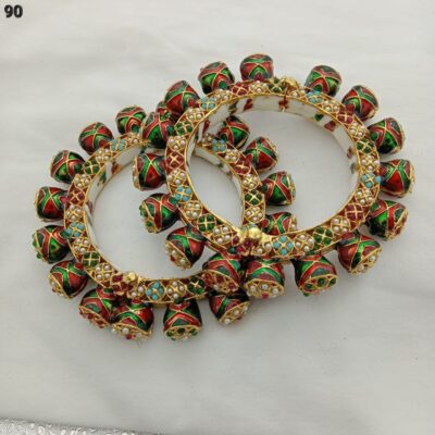 Handcrafted Rajwadi Meenakari Kundan Pachi Kundan studded Bangle