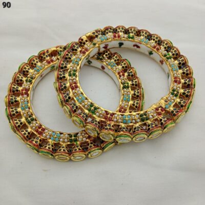 Handcrafted Rajwadi Meenakari Kundan Pachi Kundan studded Bangle