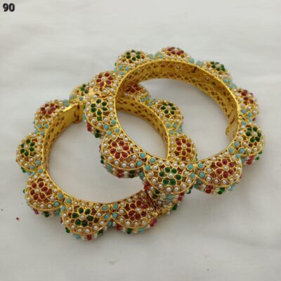 Handcrafted Rajwadi Meenakari Kundan Pachi Kundan studded Bangle