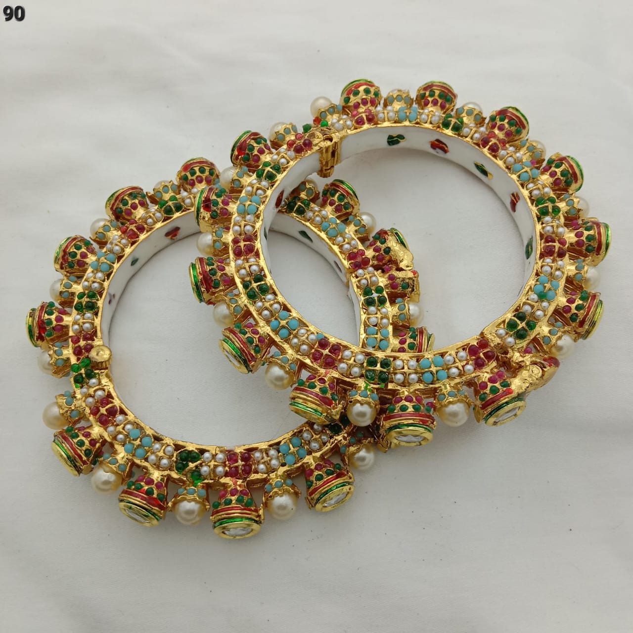 Handcrafted Rajwadi Meenakari Kundan Pachi Kundan studded Bangle