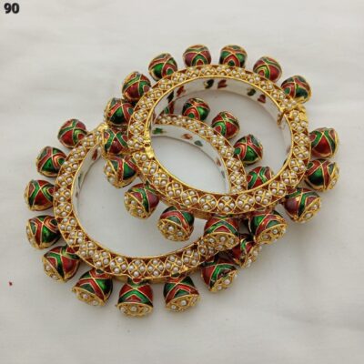 Handcrafted Rajwadi Meenakari Kundan Pachi Kundan studded Bangle