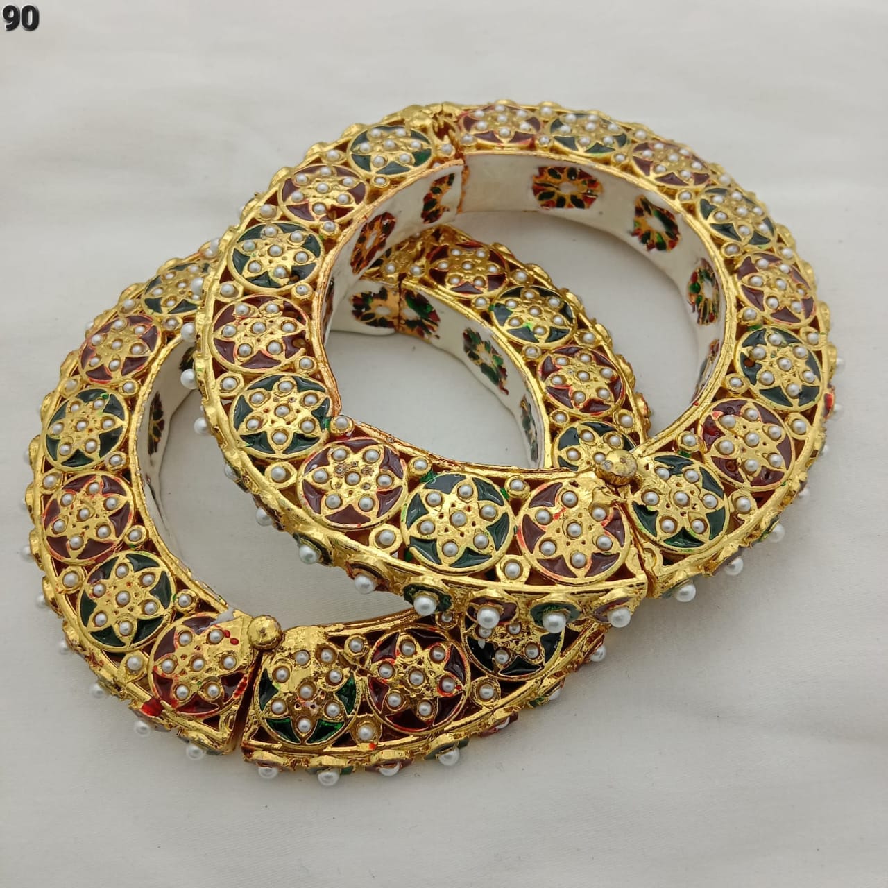 Handcrafted Rajwadi Meenakari Kundan Pachi Kundan studded Bangle