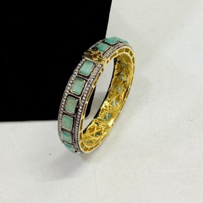Pair of moissanite victorian dualtone bracelet