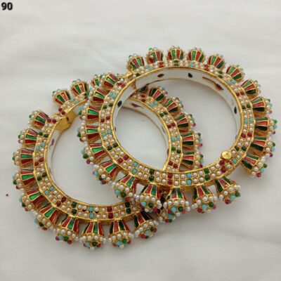 Handcrafted Rajwadi Meenakari Kundan Pachi Kundan studded Bangle
