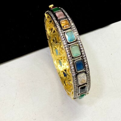 Pair of moissanite victorian dualtone bracelet