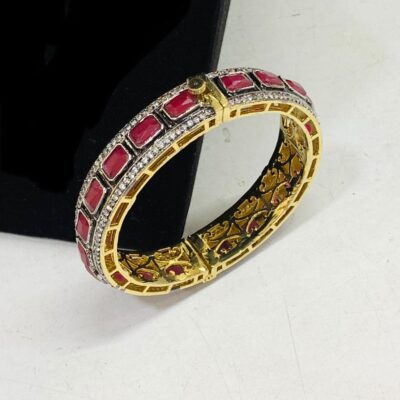 Pair of moissanite victorian dualtone bracelet