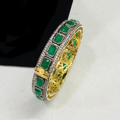 Pair of moissanite victorian dualtone bracelet