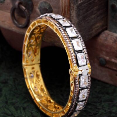 Pair of moissanite victorian dualtone bracelet