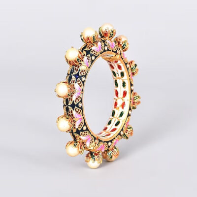 Gold Plated Bangle With Pearls