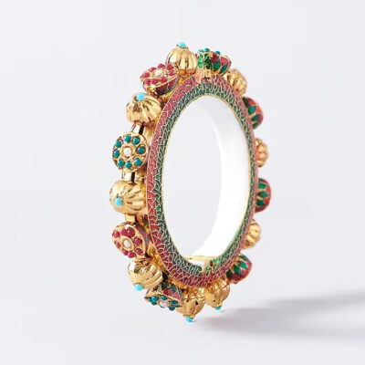Gold Plated Bangle With Pearls