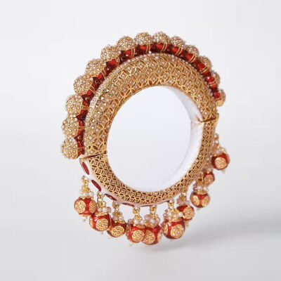 Gold Plated Bangle With Pearls