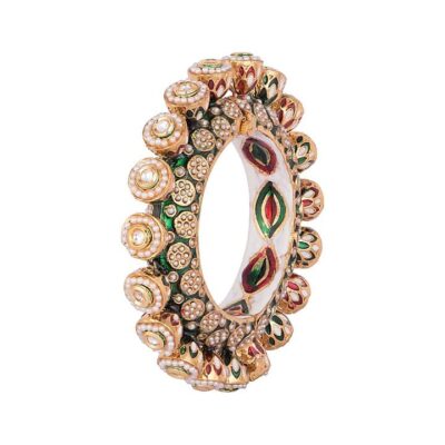Gold Plated Bangle With Pearls