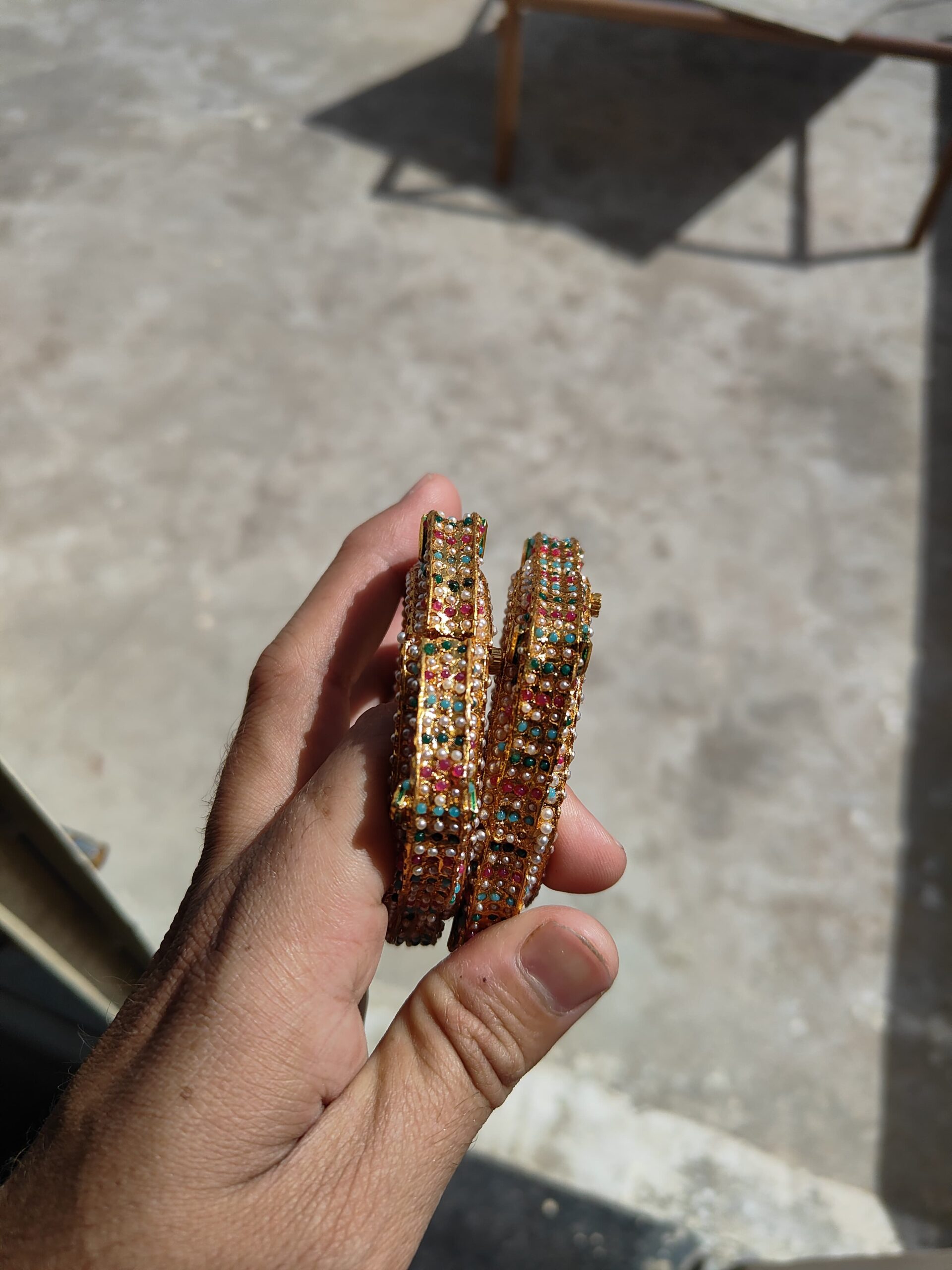 Traditional Multi Colour Beads Gold Plated Bangles - Image 5