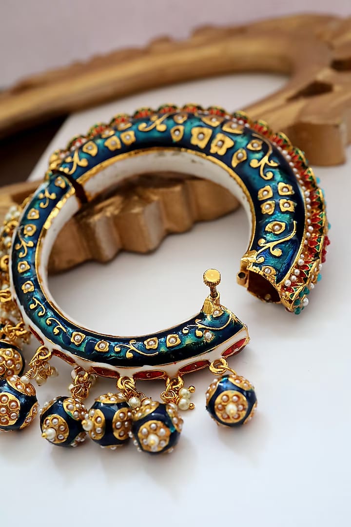 Traditional Multi Colour Beads Gold Plated Bangles - Image 5