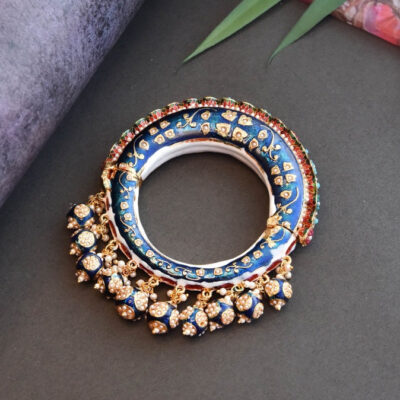 Traditional Multi Colour Beads Gold Plated Bangles