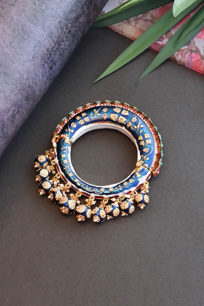 Traditional Multi Colour Beads Gold Plated Bangles