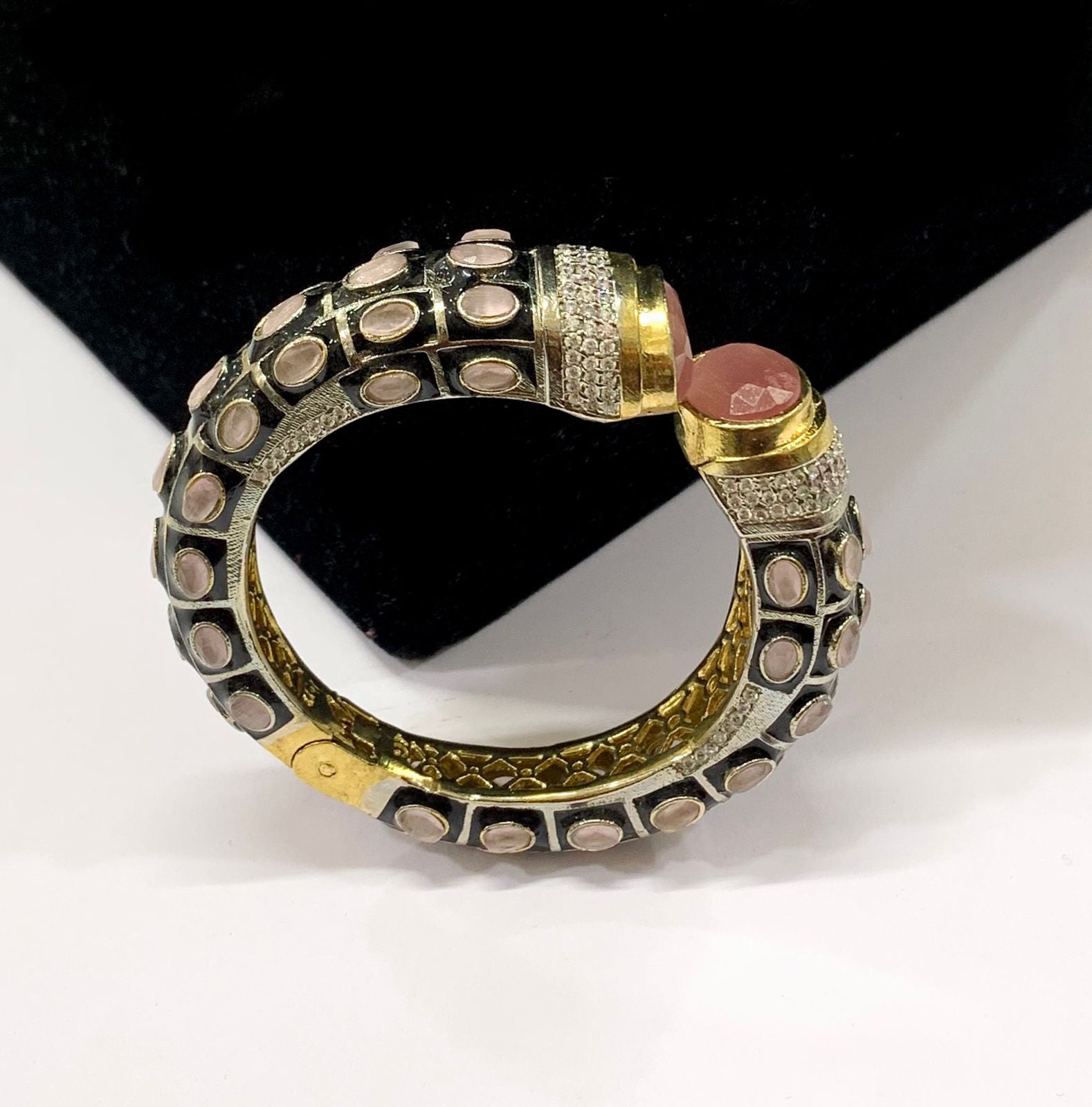 Pair of moissanite victorian dualtone bracelet