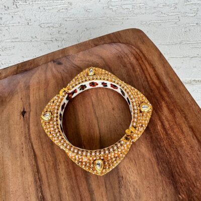 Traditional Multi Colour Beads Gold Plated Bangles
