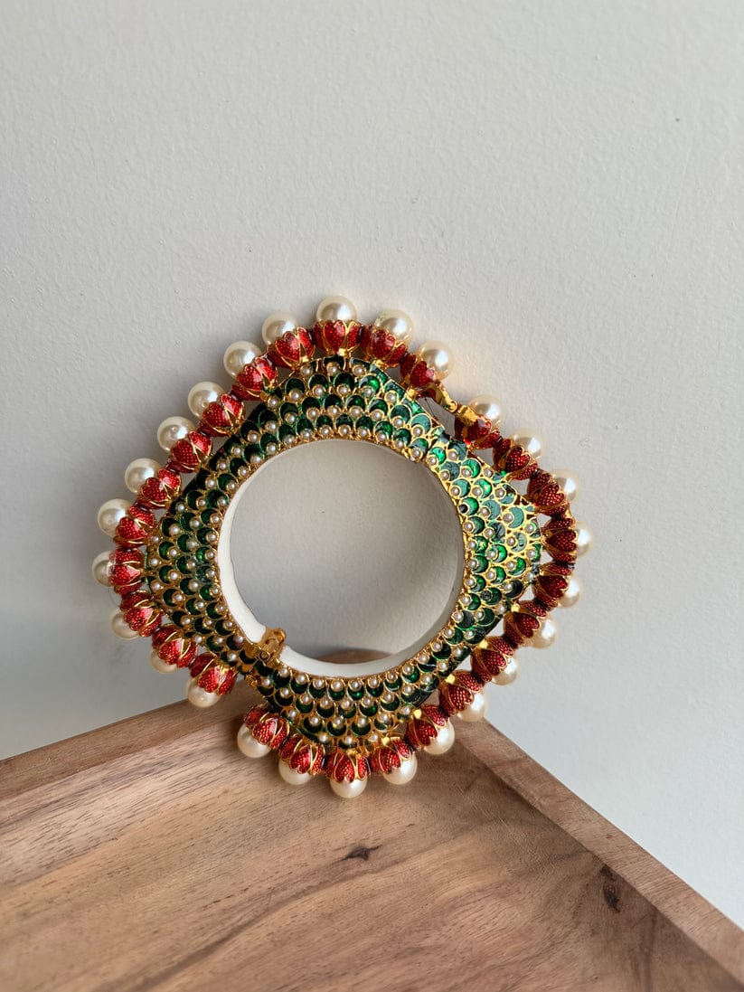 Traditional Multi Colour Beads Gold Plated Bangles - Image 2