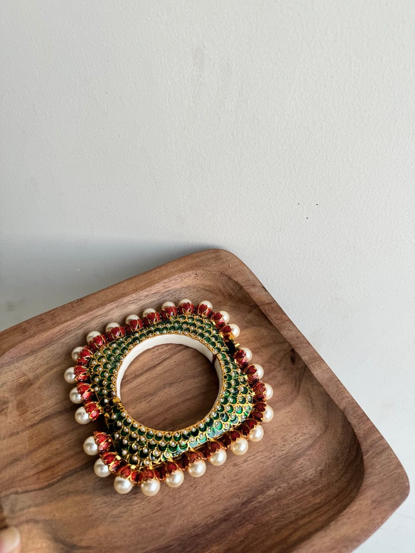 Traditional Multi Colour Beads Gold Plated Bangles - Image 3