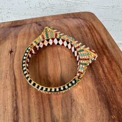 Traditional Multi Colour Beads Gold Plated Bangles