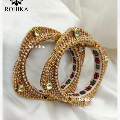 Traditional Multi Colour Beads Gold Plated Bangles