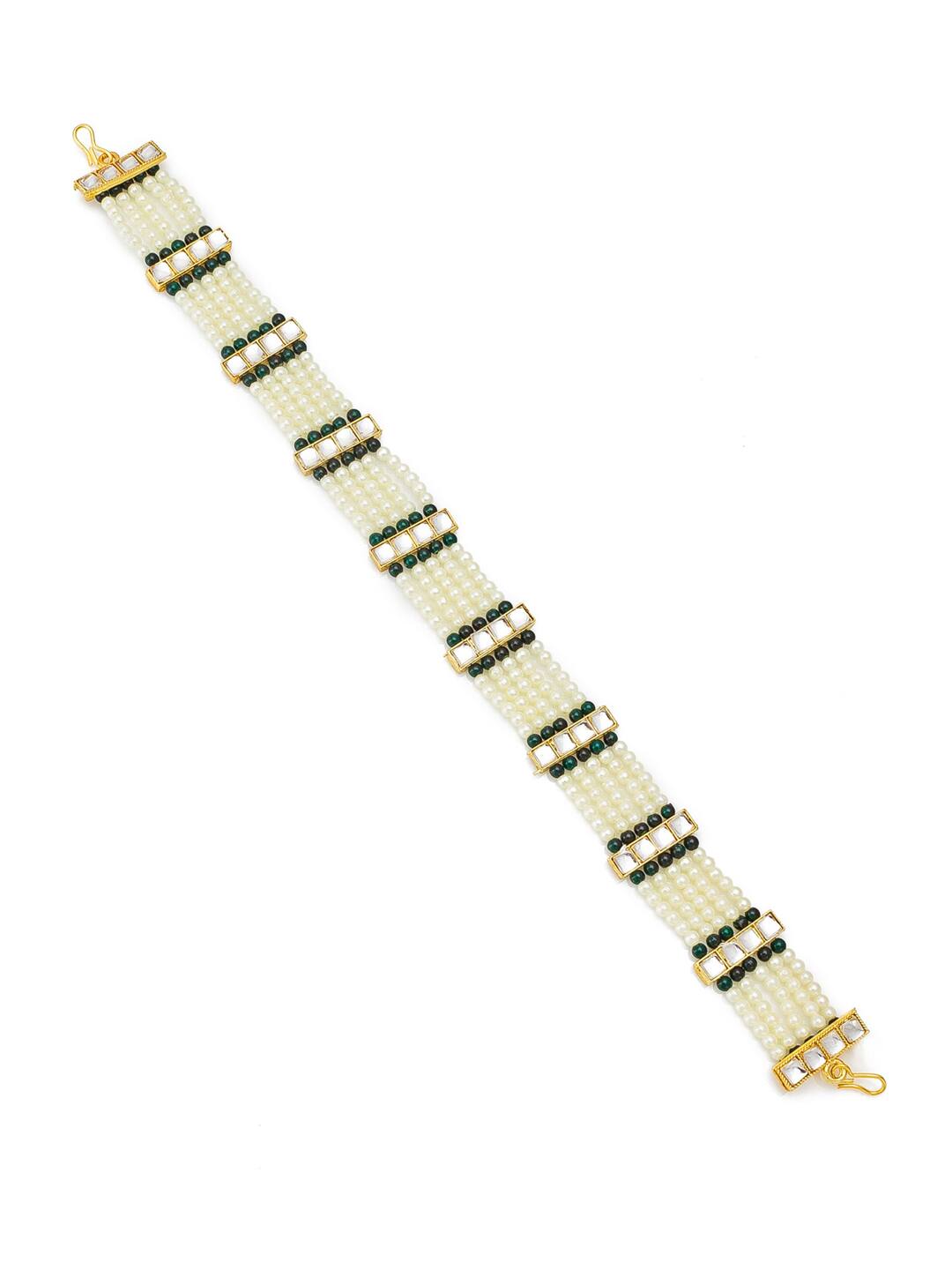 Gold Finish White Kundan Mathapatti - Image 4