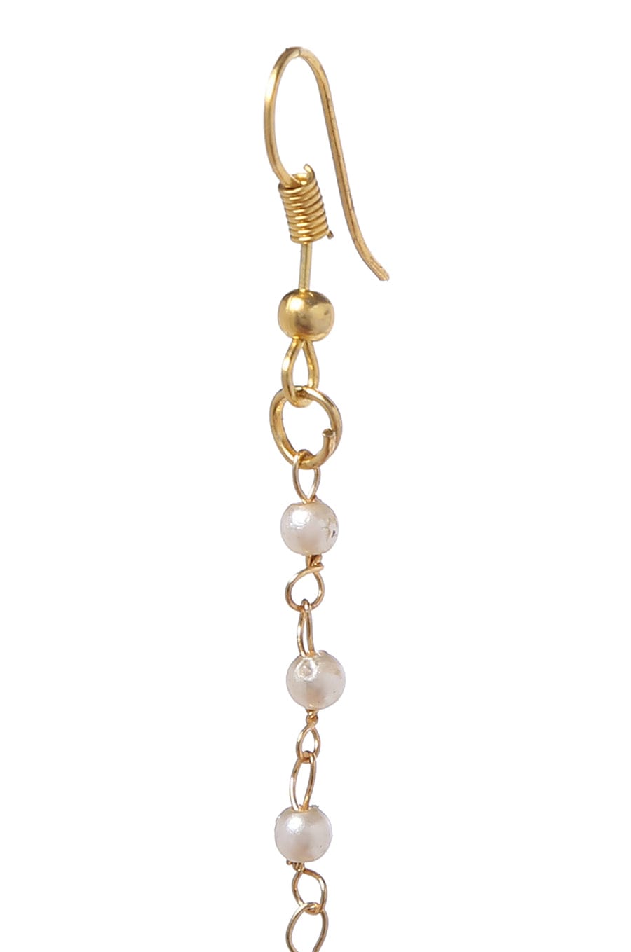 Gold Finish White Kundan Maangtika - Image 6