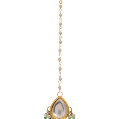 Gold-Plated Pearl & Kundan Studded Maangtika