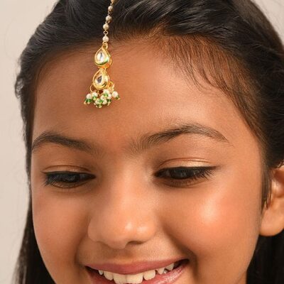 Gold-Plated Pearl & Kundan Studded Mangtika