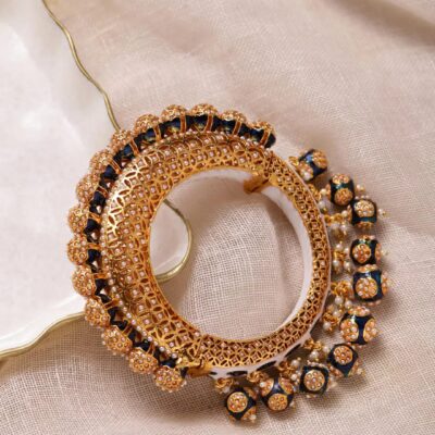 JADAU KUNDAN WITH MULTI STONE BIG BANGLE SET