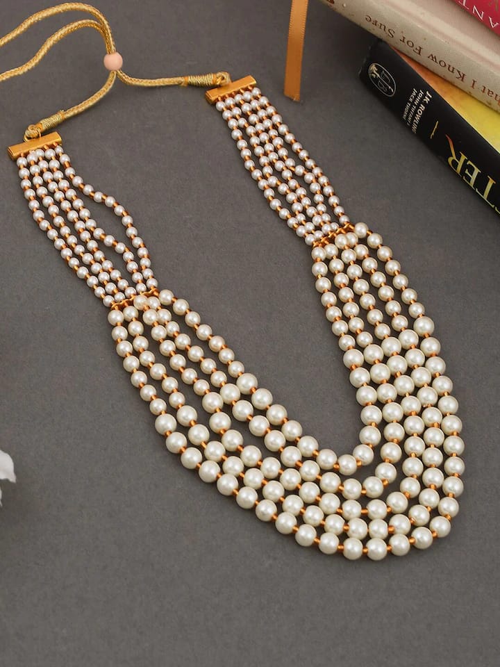 Men's Gold-Plated White Layered Groom Necklace - Image 2